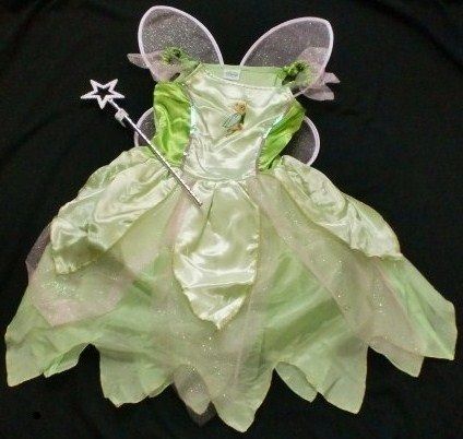 Tinker Bell Fee Elfen kostüm + Feenstab Disney Neu Gr. 122/128