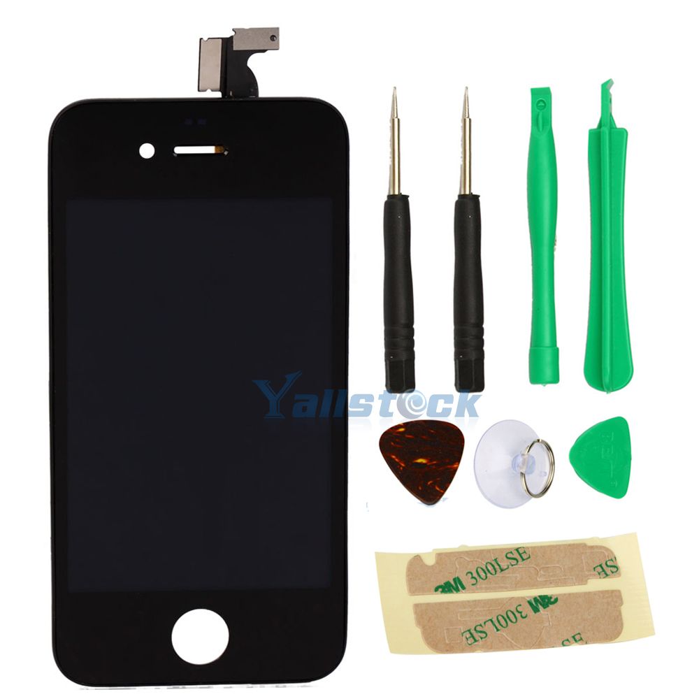 Schwarz Komplett LCD Display Bildschirm Touch Screen fuer iPhone 4 4G