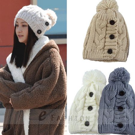 Knöpfe Damen Winter Mode warm Pompon Acyl Samt NEU 122 0062