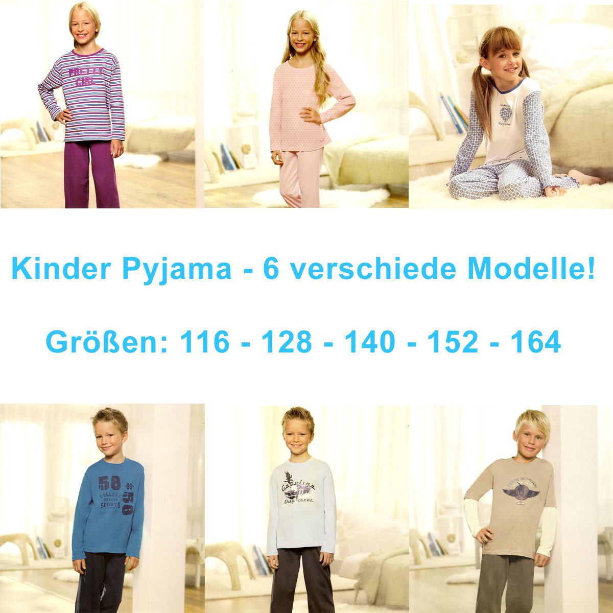 Jungen Mädchen Schlafanzug 116 128 140 152 164 Baumwolle