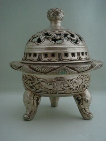 Censer Räuchergefäß Bronze Asiatika Tibet China Buddha Schale