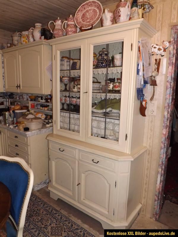 Küchenbuffett, Vitrine, Küchenschrank, Shabby, creme,