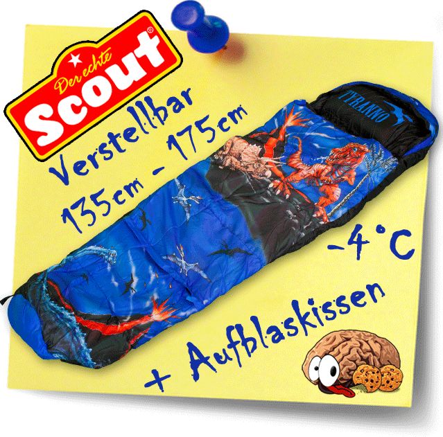 Verstellbarer SCOUT Kinderschlafsack 135 175cm Tyranno Kinder