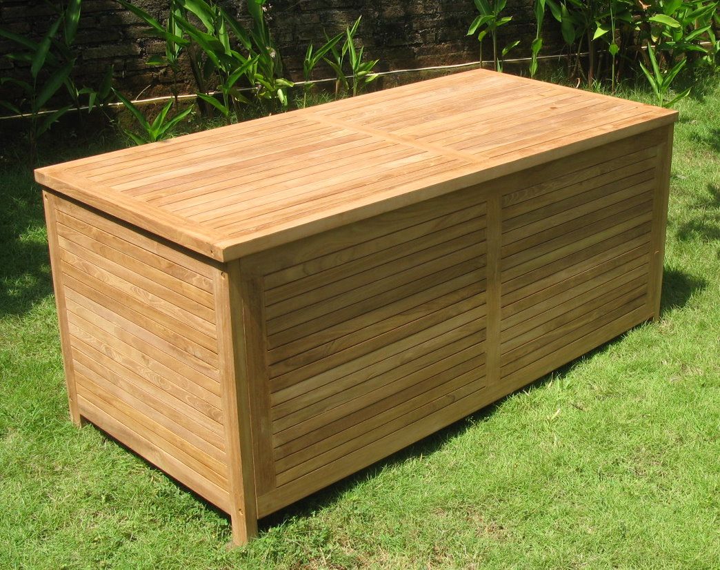 TEAKHOLZ AUFLAGENBOX GARTENBOX KISSENBOX GARTENTRUHE 145 cm