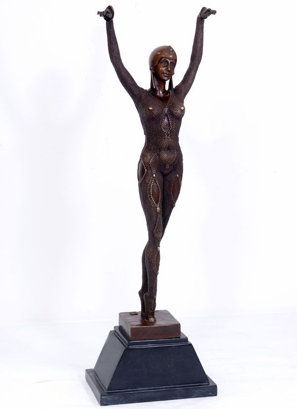 RUSSISCHE BALLETT TÄNZERIN BRONZE SKULPTUR ca.66cm Art Déco