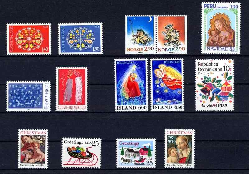 Motiv Weihnachten ** Sammlung 71 Briefmarken + 5 Blöcke Alle Welt