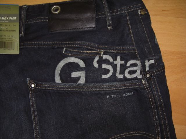 NEU G STAR JEANS MEN JACK PANT SCAR EMBRO W38/L34 +NEU+