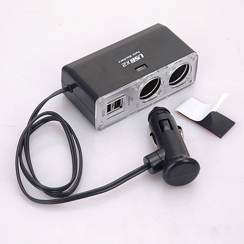 NEU 2 fach Steckdose mit 2 USB Verteiler Zigarettenanzuender 12V 24V