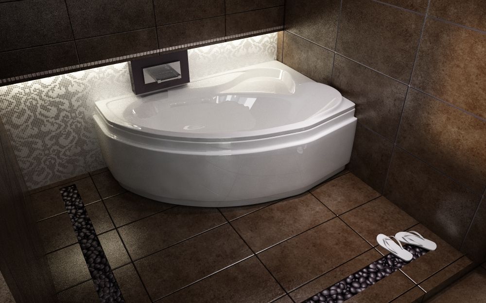 Badewanne Eckwanne Delfina 167 x 107 R mit Schürze+Ablauf