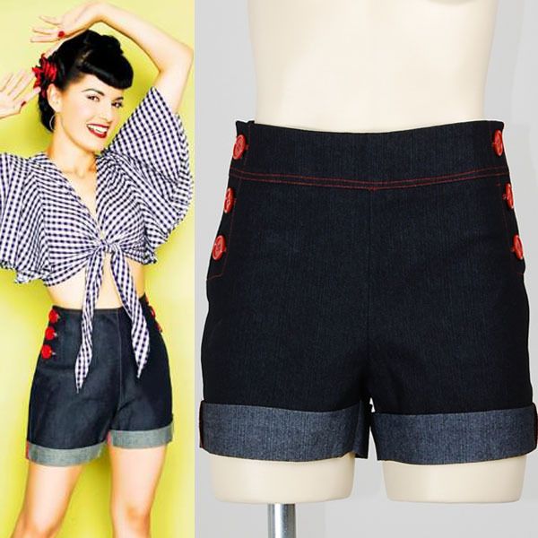 Kurze Hose High Waisted Rockabilly Hotpants Shorts XS