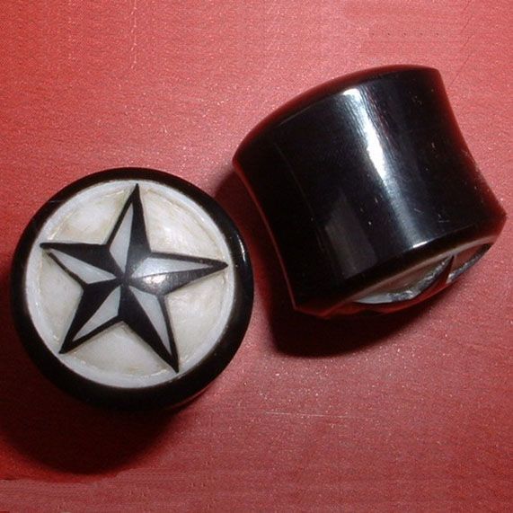   14mm HORN BONE Nautic Star Tunnel Ear Plug Ohr Piercing 172