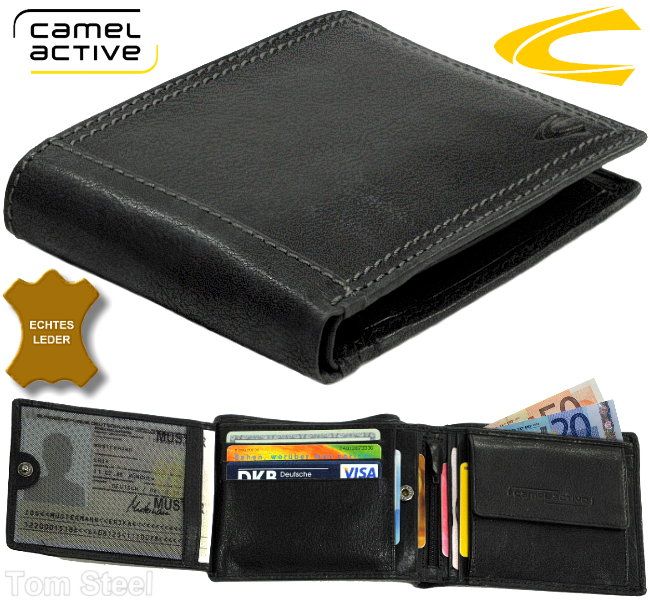 CAMEL ACTIVE (schwarz) HERREN GELDBÖRSE (Leder) PORTEMONNAIE GELDSACK