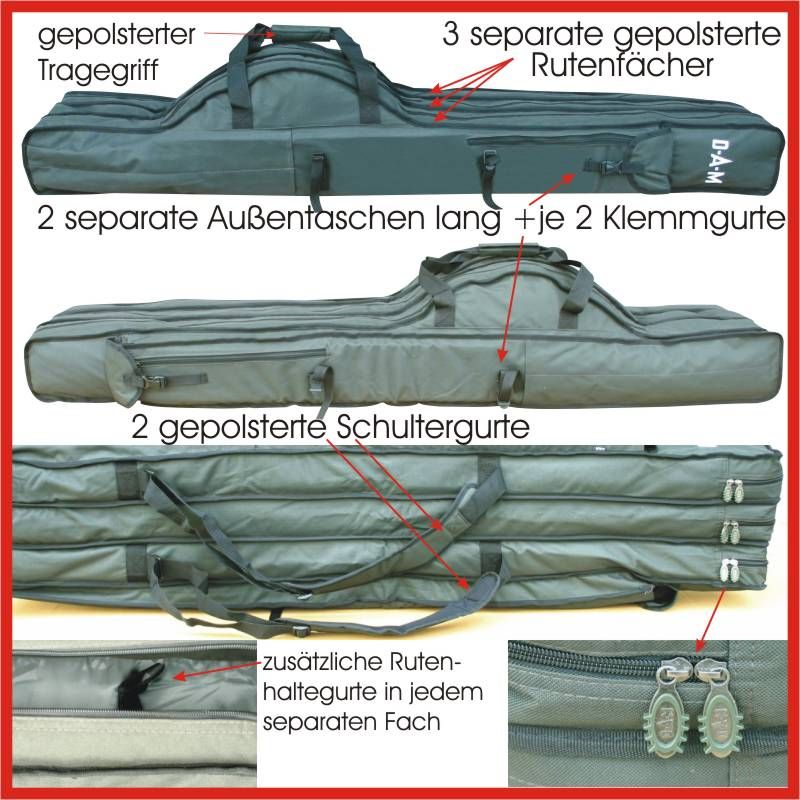 DAM NEUESTE MODELL TOP 3er GEPOLSTERTE RUTENTASCHE 1,7m