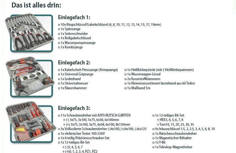 Werkzeugkoffer 186 teilig Werkzeugkisten Werkzeugkasten Neu&Ovp