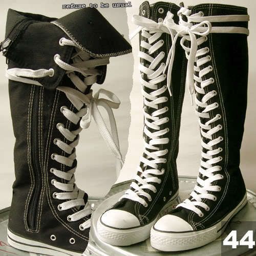 RTBU KNEE HIGH Top PUNK EMO Laceup Canvas Sneaker Boot