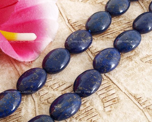 18X13mm Ellipse Lapislazuli Perlen Beads Strang Blau