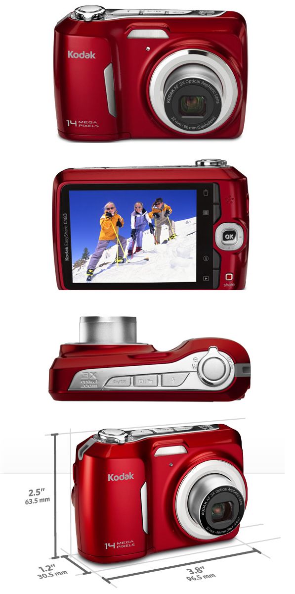 Kodak EASYSHARE C183 14.0 MP Digitalkamera   Rot wie NEU