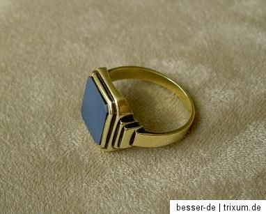 Art Deco Herren Siegelring 585 Gold um 1920 Goldring Lagenachat