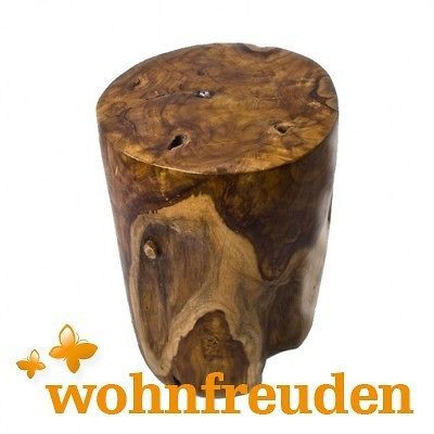 Hocker Teak Holz Wohnen Sitzen Dekoration Beistelltisch Stamm lasiert