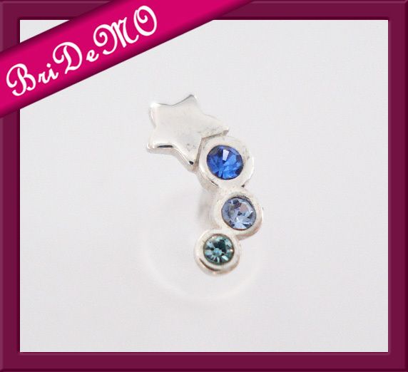 Tragus Cartilage Ohr Piercing PTFE STERNSCHNUPPE blau 6 mm bioflex 925