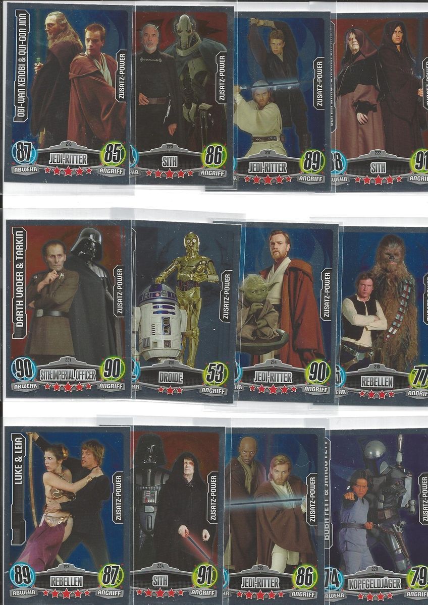 Force Attax Karten Movie Cards Zusatz Power Aussuchen 213 224