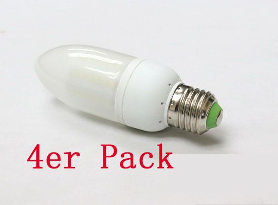 4er Pack Kerze 60 smd LED Warmweiß 360 Lumen 5W Lampe E27