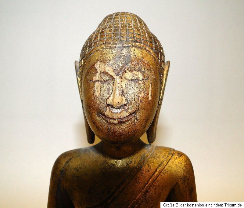 ANTIKE FIGURALE DARSTELLUNG LACHENDER BUDDHA ASIATIKA SCHNITZKUNST VOR