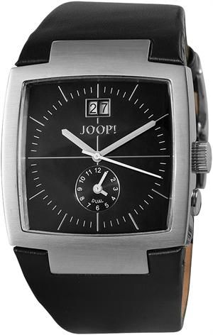 SCHWARZ SILBER 2 ZEITZONEN LEDER ARMBANDUHR TM4381 UVP 249 EUR