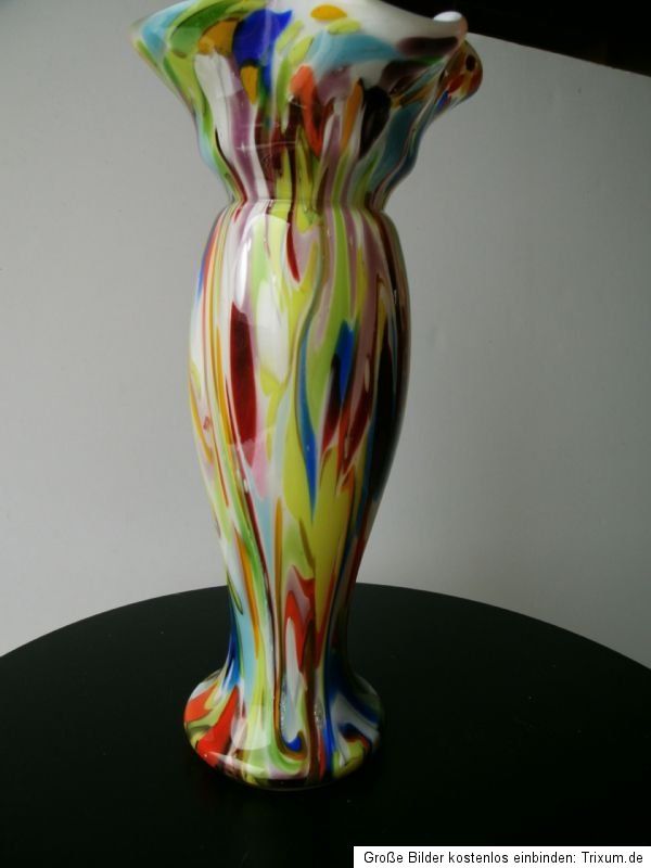 MURANO GLAS VASE Chice 33 cm hohe Multicolorvase TOP Sammlerstück