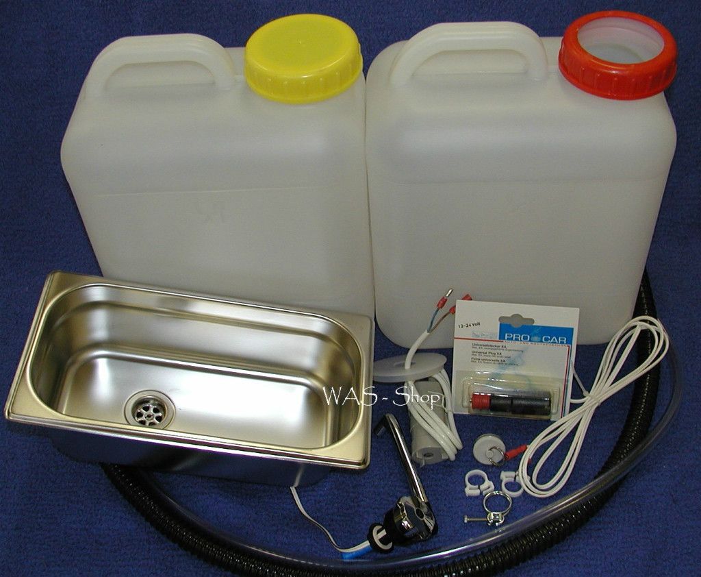 Bausatz Wasseranlage Verkaufswagen Spüle 265x160x100 mm Technikpaket