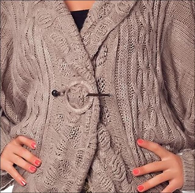 Boutique Strickjacke Wolle Überzieher Jacke Fledermausärmel