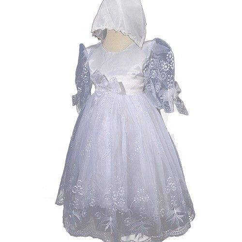 D276 2tlg Baby Mädchen Taufkleid Tauf Kleid Festkleid Kleider mit Hut