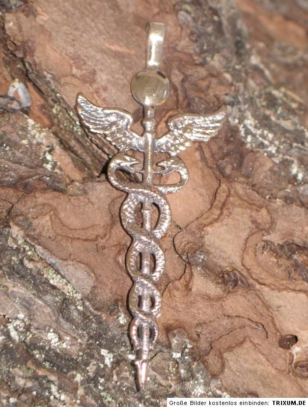 Anhänger Bronze Mittelalter Caduceus Stab der Heilung