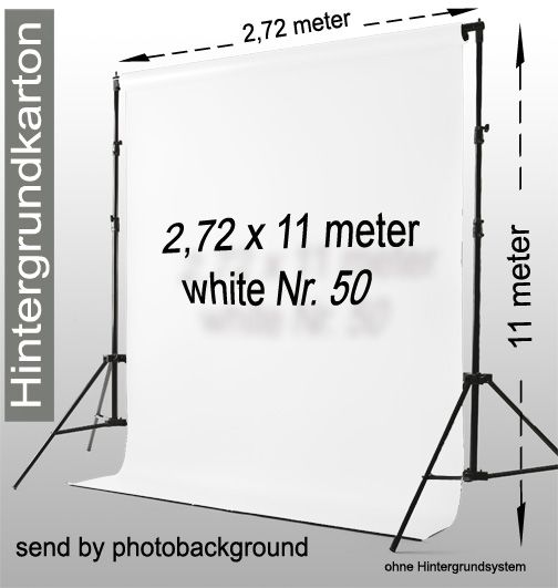 1x Rolle Hintergrundkarton weiss Nr.50   2,72 x 11m   150 g/qm