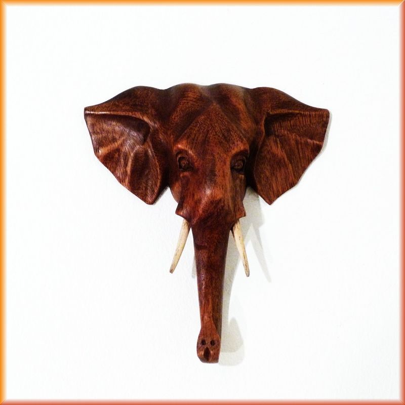Elefanten Maske Holz Afrika Bali Kunsthandwerk Dekoration Wand Maske