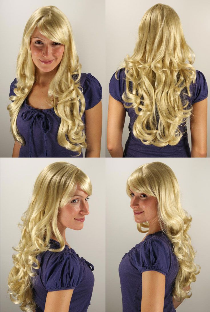 Perücke lichtblond leichte Strähnen Locken 285 611 60cm