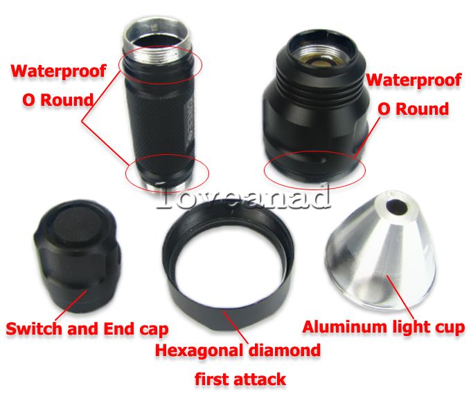 500LM CREE Q5 LED 5 Mode Flashlight Torch T6 Power 300M