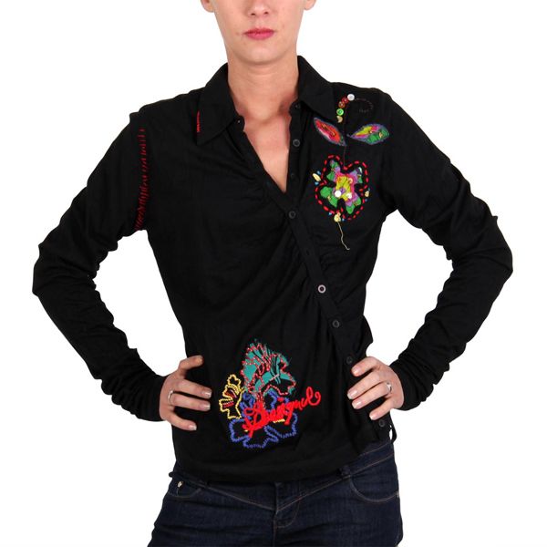 Desigual Damen Bluse/Shirt langarm D 297 1 Schwarz Gr. 38/M