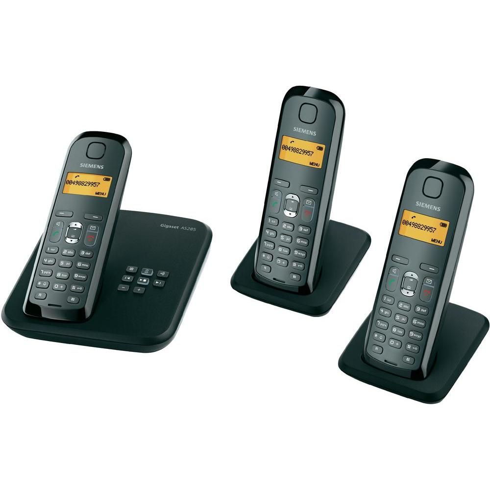 Gigaset AS285 Trio schnurloses DECT Telefon (Anrufbeantworter, 80