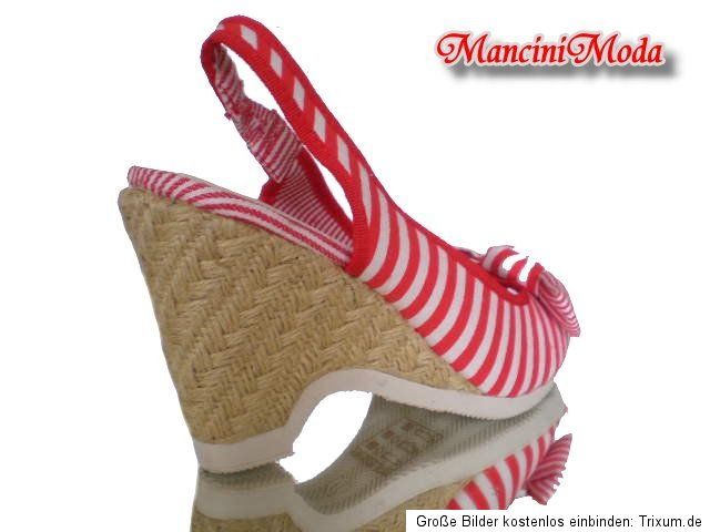 PUMPS SANDALEN WEDGE BASTKEILABSATZ PLEATEAU MARINE LOOK 36 37 38 39