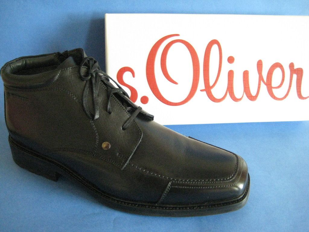 Oliver Schnürstiefel Leder, schwarz, gefüttert NEU