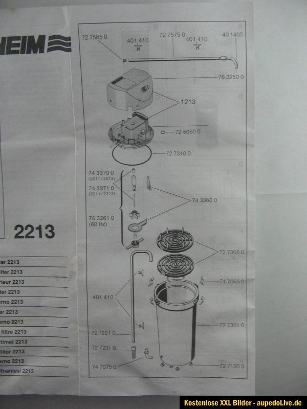 EHEIM 2213 Saugfilter / Aussenfilter für 150 250 Liter,gebraucht