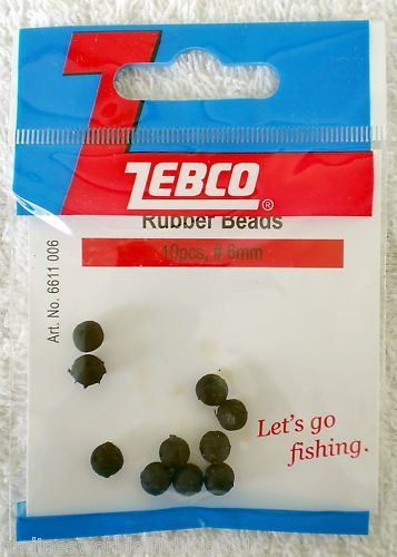 ZEBCO GUMMIPERLEN KNOTENSCHUTZ SCHWARZ Gr. 6mm 10 STÜCK