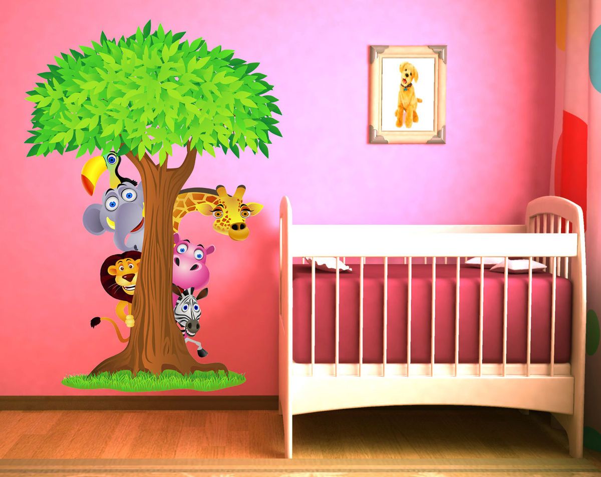 NEU Wandsticker Tierbaum Nr. L351 Wandgestaltung Kinder 100% Rauhfaser