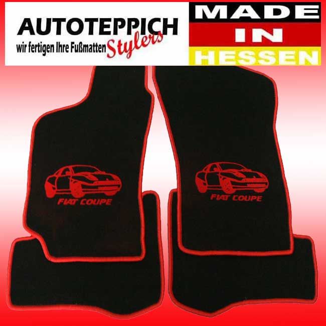 Q100 schwarz Fussmatten fuer Fiat Coupe 16V 20V MOTIV in versch Farben