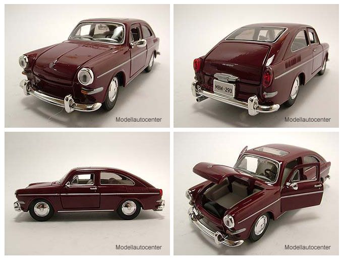 VW 1600 Fastback 1967 dunkelrot, Modellauto 124 / Maisto