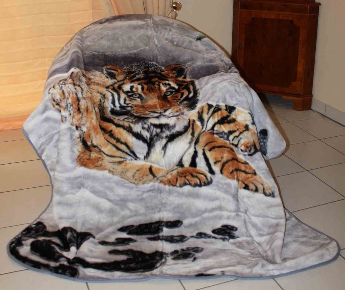 Kuscheldecke Tagesdecke 200 cm x 220 cm   Tiger im Schnee No. 377