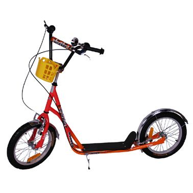 Tretroller Lion 16 blau orange gelb f. Kinder u. Erwachsene Scooter