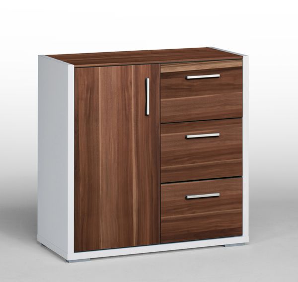 Kommode Aktenschrank Schrank Sideboard Mod.K394 Weiss Nussbaum