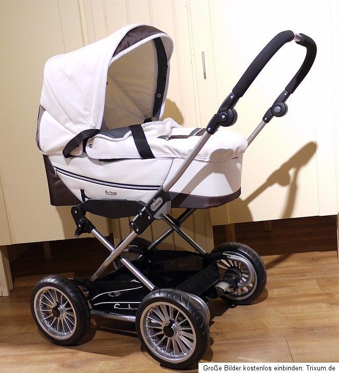 Emmaljunga Kinderwagen ° City Cross & City Wanne   neu ° weiß Leder